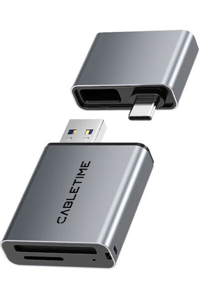 Cabletime Αναγνώστης καρτών USB 3.0 Type-C για SD/μικροSD/Gray Code: CT-ACCD3-AG