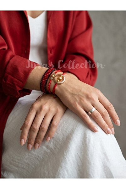 Jivva's Collection مجموعة من 3 أساور بوهيمية حمراء عصرية. قابل للتعديل. تصميم...