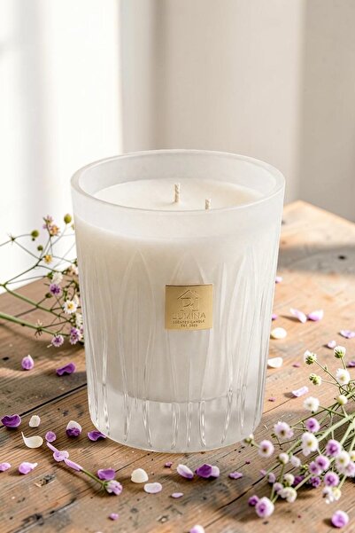 sahal aloula Lumina Luxury Scented Candle - Matte White Crystal Glass - 2000g