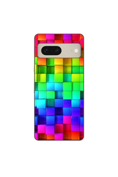OEM Θήκη συμβατή με Google Pixel 7 Σιλικόνης Gel TPU με σχέδιο Πολύχρωμα Κύβοι