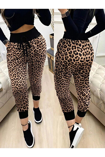 Generic Brand Women's High Waist Lace-Up Patterned Two Thread Pants