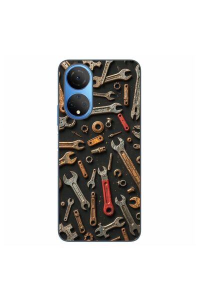 OEM Θήκη συμβατή με Honor X7 από σιλικόνη gel TPU με σχέδιο μηχανικών εργαλείων