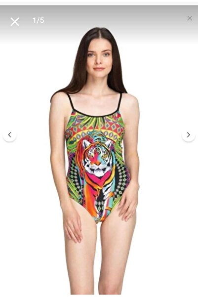 aykidsclup Women's Digital Tiger Printed Colorful One-Piece Swimsuit – Thin S...