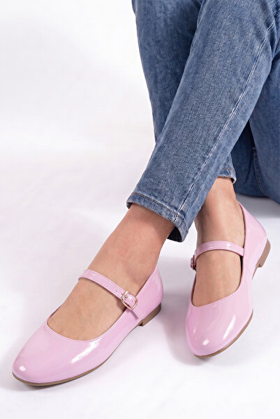 PİMORA ''Bi̇anca'' Round Toe Helmeted Flat Heeled Ballerinas New Season