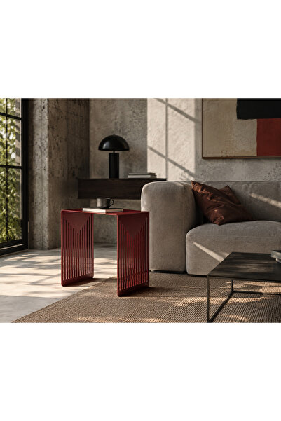 steelthesign LINEARC SERİSİ DEKORATİF KANALLI SEHPA - BORDO
