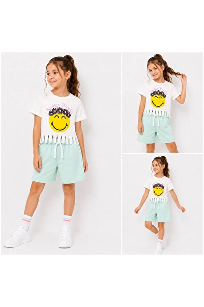 ciklet kids Set pentru fete: pantaloni scurți și top cu ciucuri