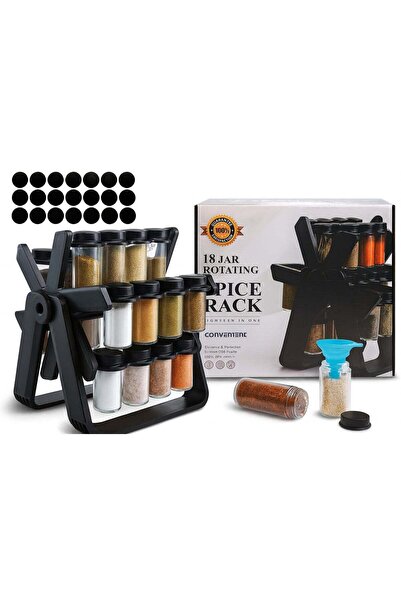 Generic 18 Jar Rotating Spice Rack – 360° Revolving Organizer with 18 Glass J...