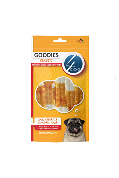 4dog Adult Dog Treats, GOODIES Classic, Medium Bone, Pressed Leather and Chic...