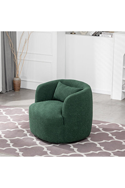 homejoyz كرسي دوار قماش بوكليه وخشب سويدي – سيلين – 80×85×85 سم