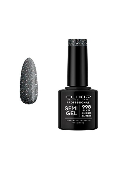 Elixir SEMI GEL (ΗΜΙΜΟΝΙΜΟ ΒΕΡΝΙΚΙ) - 998 (Silver-colored CHARM GLITTER) 8ML