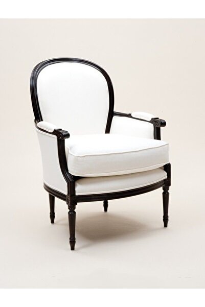 homejoyz Armchair Linen Fabric and Sveden Wood-Off White and Dark Brown-Merlu...