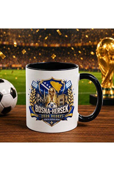 Bk Gift كأس أسود بتصميم كأس العالم لكرة القدم بتصميم مشجعي البوسنة والهرسك -4
