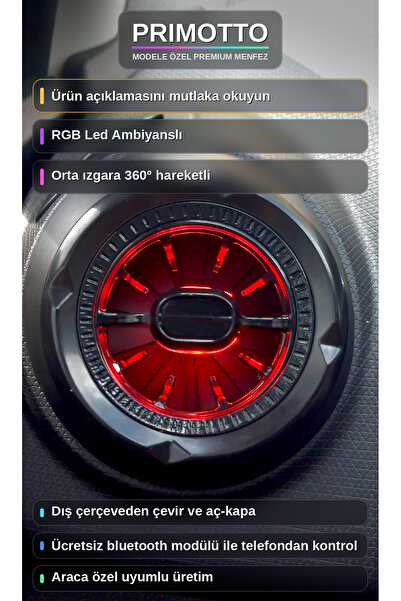 PRIMOTTO Ford Courier 2014-2023 Uyumlu Led Ambiyanslı Siyah Premium Menfez 2 ...