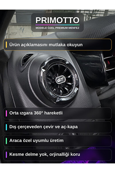 PRIMOTTO Fiat Fiorino 2008-2024 Uyumlu GT Premium Menfez 4 ADET (Işıksız)