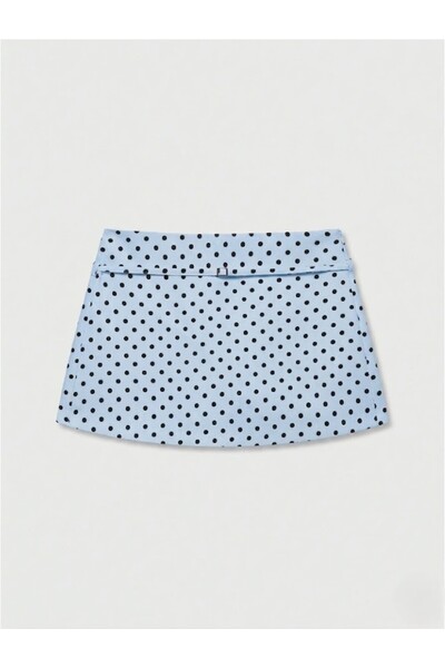 SLAW REZZ Women's Polka Dot Shorts Skirt with Belt Detail, Mini Skirt with Zi...