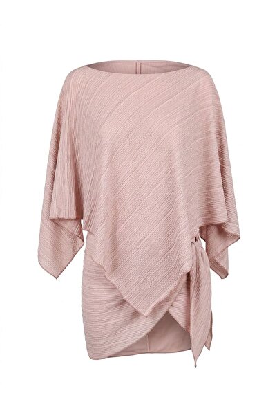 AQUELLA Textured Dried Rose Poncho Pareo Set