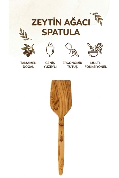 kamptek kamp teknolojisi Natural Olive Wood Spatula 26 cm from Wooden Worksho...