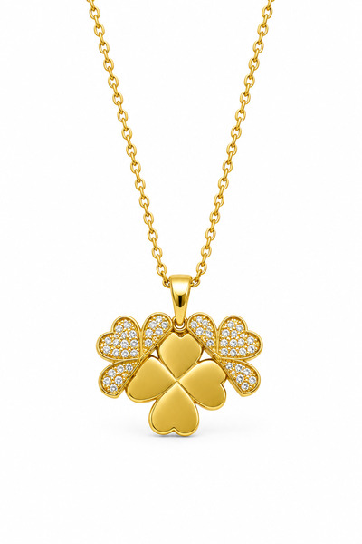 MakeWell Collapsible Heart Clover Butterfly Winged Heart Necklace – Gold and ...
