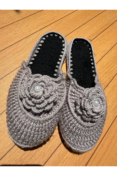 PURPLE'S BİR TUTAM MUTLULUK Handmade Pearl-Embellished Dowry Knitted House Sl...