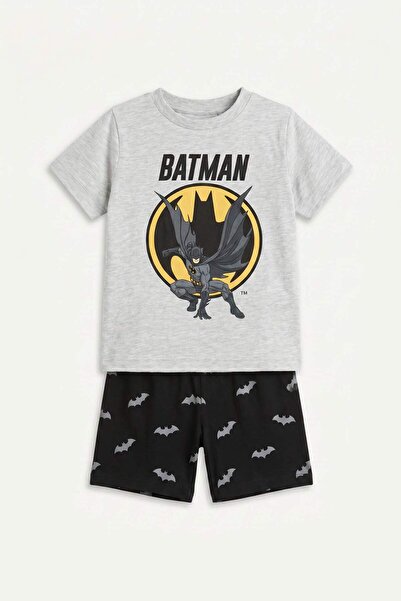 DeFacto Batman Licensed 2-Piece Pajama Set Gray Melange Baby Boy H8147A526Hs