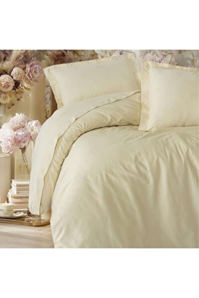 Cotton Box Elegant Beige double bed linen, satin Cotton