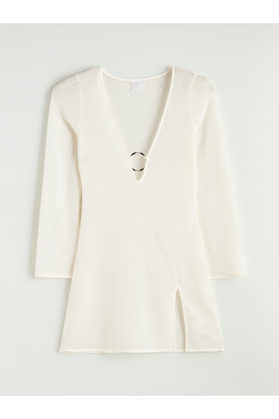 LC Waikiki V-Neck Beach Dress with Ring Detail