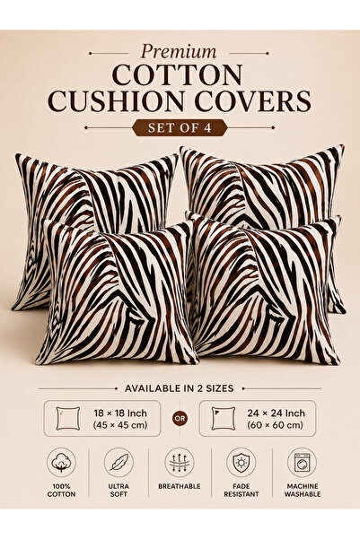 zeetwo 4-Piece Cotton Printed Cushion Cover Set – Soft Breathable Decorative ...