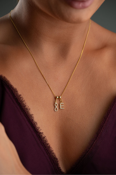 beonejewelry 925 Ayar Gümüş Harfli Sonsuzluk Kolye