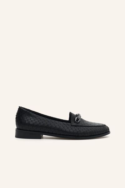 MARCATELLI Siyah Baskı Deri Loafer