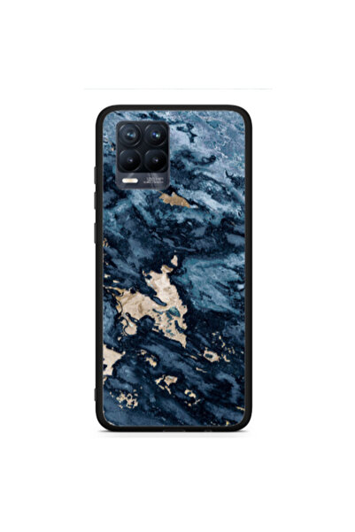 Other Realme 8 Marble Blue Gold Black Glossy Θήκη
