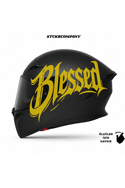 STCKRCO Blessed Kask Sticker – Motor Kaskı İçin Premium Yazı Kaligrafik Sticker