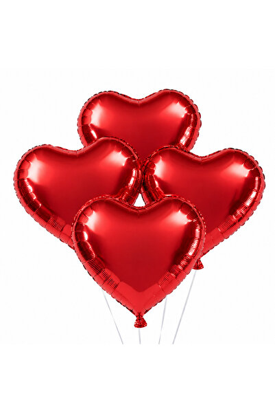Ropet Top Bottom Set of 4 Heart Foil Balloons, Red, 25 cm,