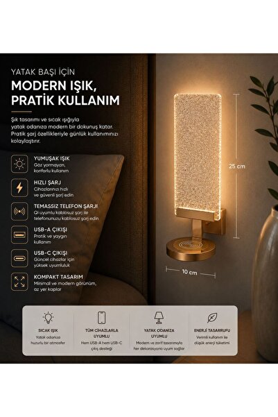 Socketline Lumos Serisi Yatak Başı Aydınlarma ve Temassız Şarj Sistemi -05