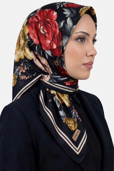 hadiora Women's Black Yellow Floral Patterned Stitched Writing Pad