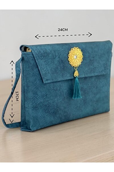 Medrese Kitab Evi Kuran Kılıfı Çantası Kabı Orta Boy 17*24 Cm (Petrol) Mavi R...