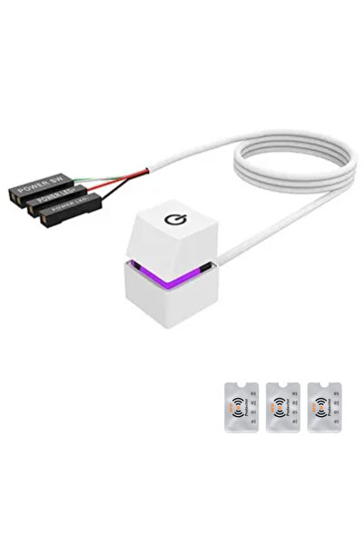 UnderShop Buton ON/OFF PC, Prelungitor de 2 metri, Mecanic, LED cu 7 culori, ...