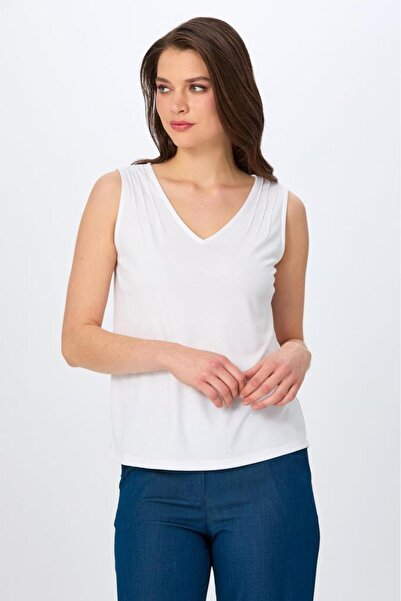 İKİLER V Yaka Kolsuz Bluz 026-1034