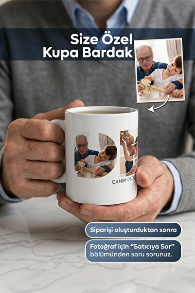 Dekopix Kişiye Özel DEDE Yazılı Fotoğraflı Kupa Bardak – Resimli Kolaj Kupa |...