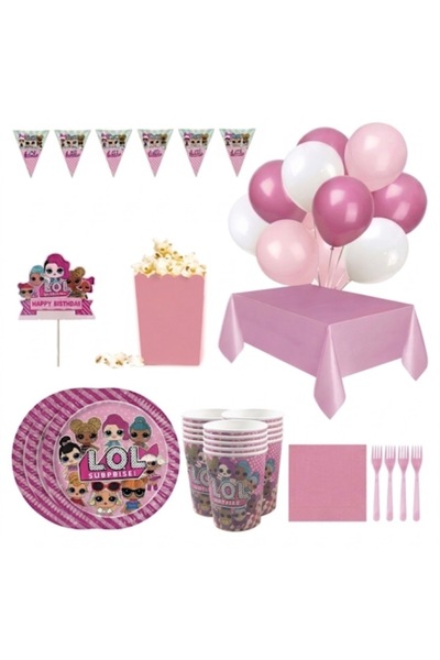 Partihane Lol Doll Themed Luxury Birthday Party Set for 16 People