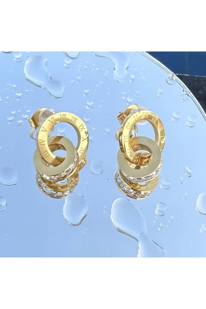 PRETTY LITTLE LADY Designer Earrings, 18K Gold Plated Steel