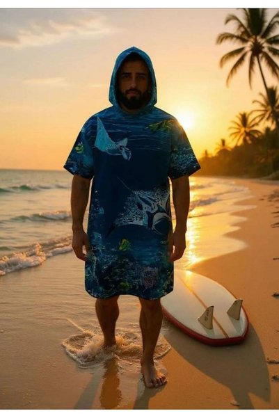 ScubaPromoTurkey Mantalar Color Digital Printed Cotton Poncho