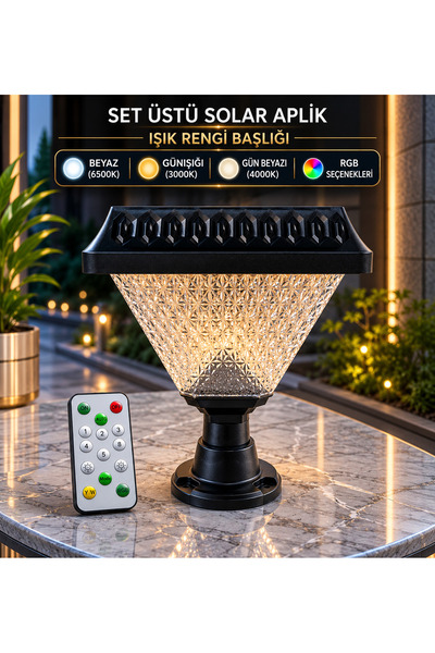 ZMR 30 W 200 LM HELİN SET ÜSTÜ-L DUVAR TİP-AYAKLI SOLAR APLİK (UZAKTAN KUMAND...