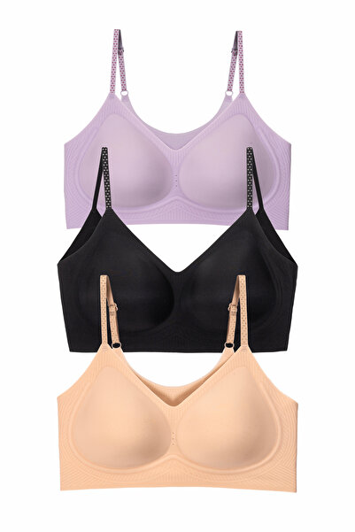 macsoo Women's 3-Piece Seamless Bralette Bra Set with Pads, Flexible and Comf...