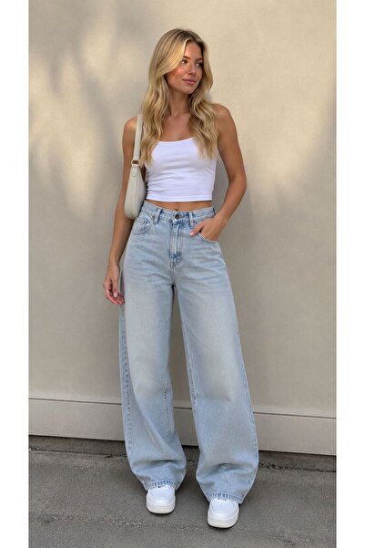 modaselda Kadın kot pantolon palazzo model esnek
