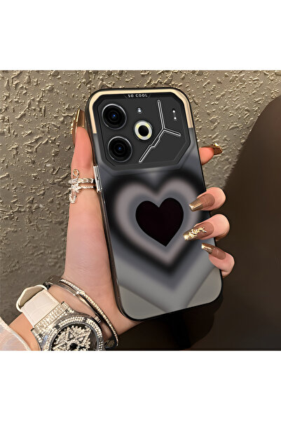 PATTERNOVA Tecno Pova 6/Pova 6 Pro 5G Uyumlu Kırılmaz Silikon Sevimli Kalp De...