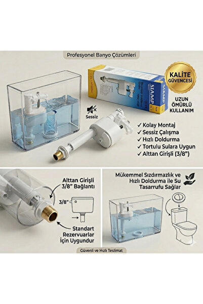 SİAMP Model 93 A Alttan Girişli Rezervuar Doldurma Grubu Flatör Şamandıra Sessiz