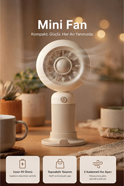Abbruch Taşınabilir Mini Fan Şarjlı El ve Masa Fanı 3 Hız Kademeli Uzun Pil Ö...
