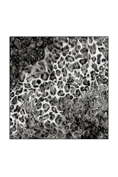 Bursa İpek Black Pantera Pattern Twill Silk Scarf