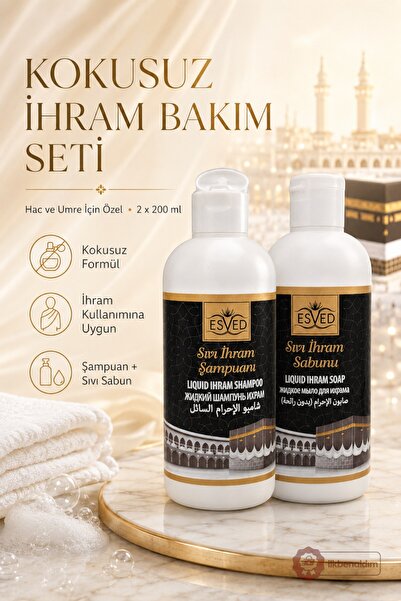 İlkbenaldim İhrama Uygun Kokusuz Sıvı Sabun ve Kokusuz Sıvı Şampuan 200ml Hac...