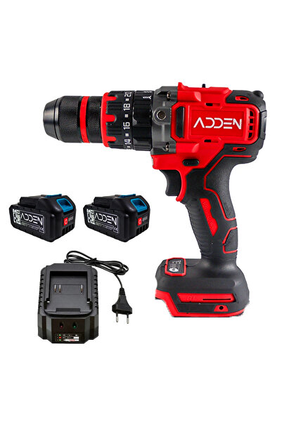 ADDEN 21V 5.0 Ah Çift Akülü Şarjlı Matkap Vidalama 20 Kademe Torklu Yan Tutam...
